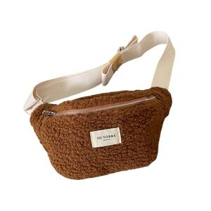 New Sézane Octobre Éditions Brown Teddy Bear Crossbody Belt Bag